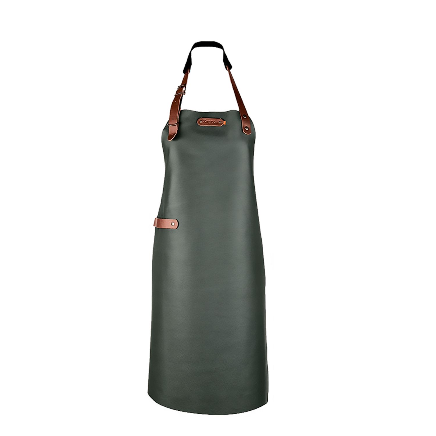 Xapron Lederschürze BOVINE mit Nackenriemen dark green Grillschürze weiches Büffelleder gewachst Handarbeit