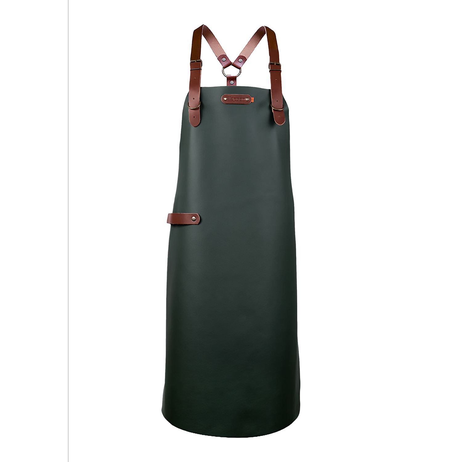 Xapron Lederschürze BOVINE mit Schulterband dark green Grillschürze weiches Büffelleder gewachst Handarbeit