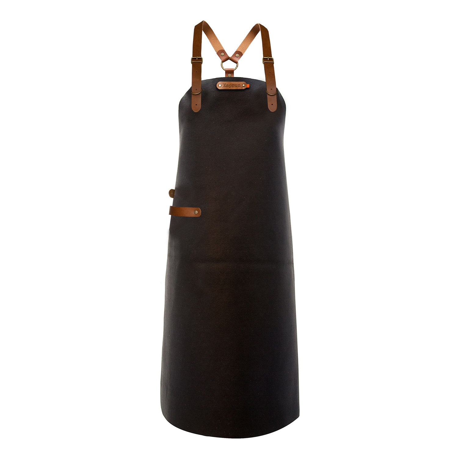 Xapron Lederschürze Kansas mit Schulterband black Grillschürze weiches Rindsleder gewachst Handarbeit