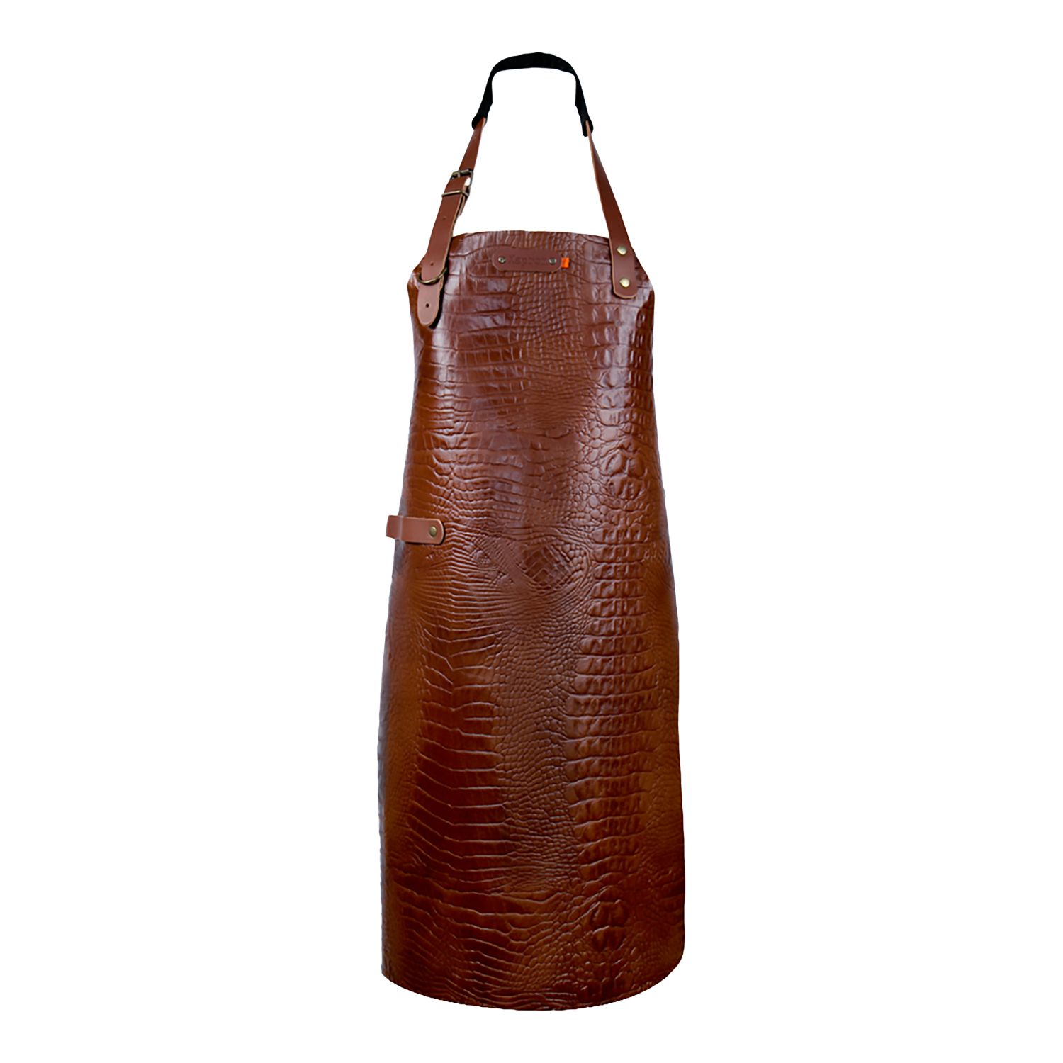 Xapron Lederschürze NEW YORK CAIMAN mit Nackenriemen cognac Grillschürze weiches Büffelleder gewachst Handarbeit