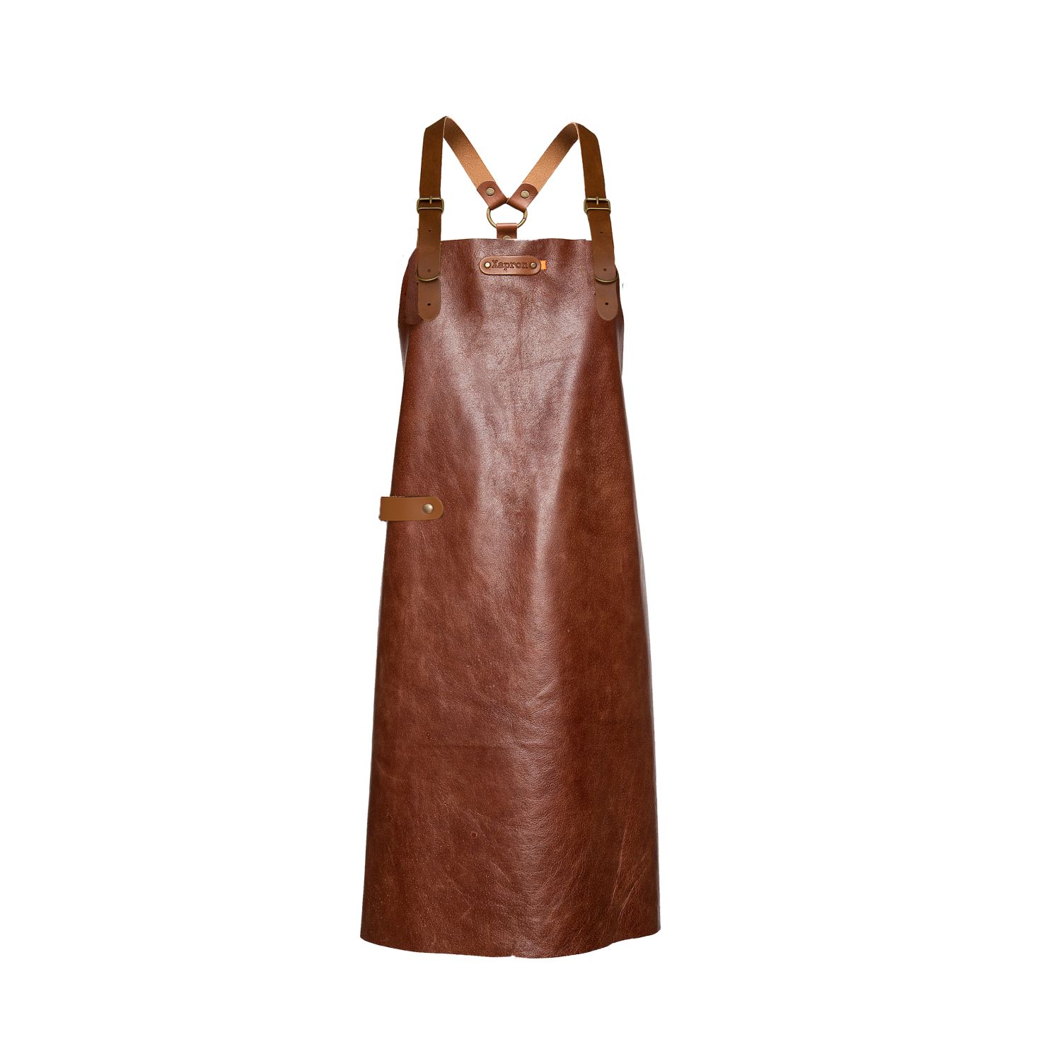 Xapron Lederschürze NEW YORK mit Schulterband cognac Grillschürze weiches Büffelleder gewachst Handarbeit