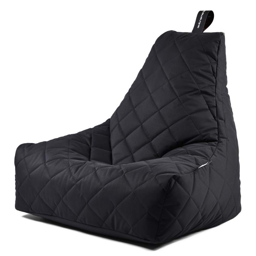 b-bag extreme lounging Sitzsack mighty-b Black - Quilted In & Outdoor wasserabweisend UV-beständig