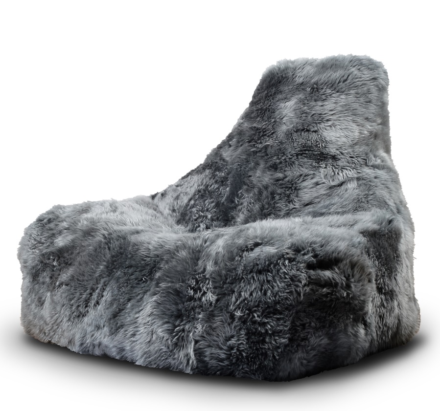 b-bag extreme lounging Sitzsack mighty-b Sheepskin FUR Grey 