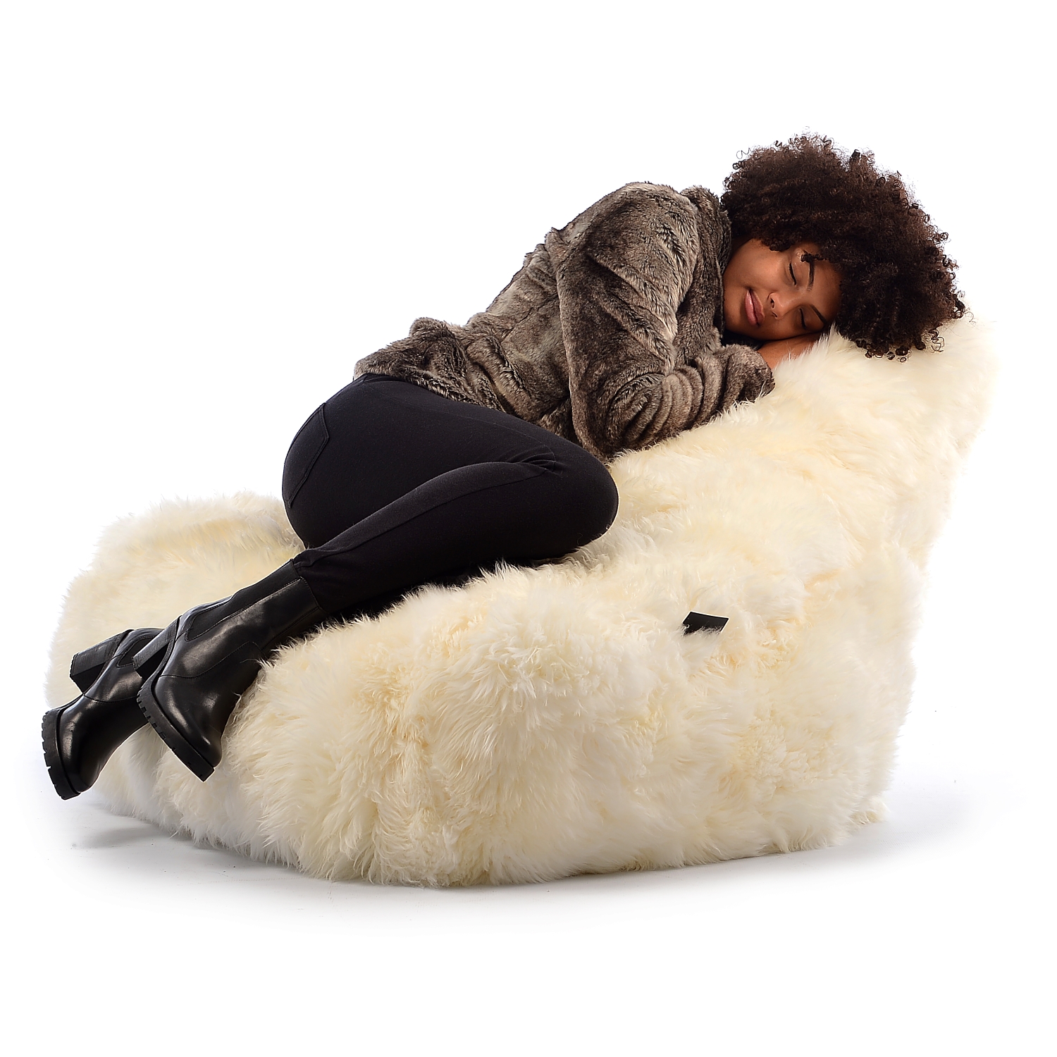 b-bag extreme lounging Sitzsack mighty-b Sheepskin FUR White 