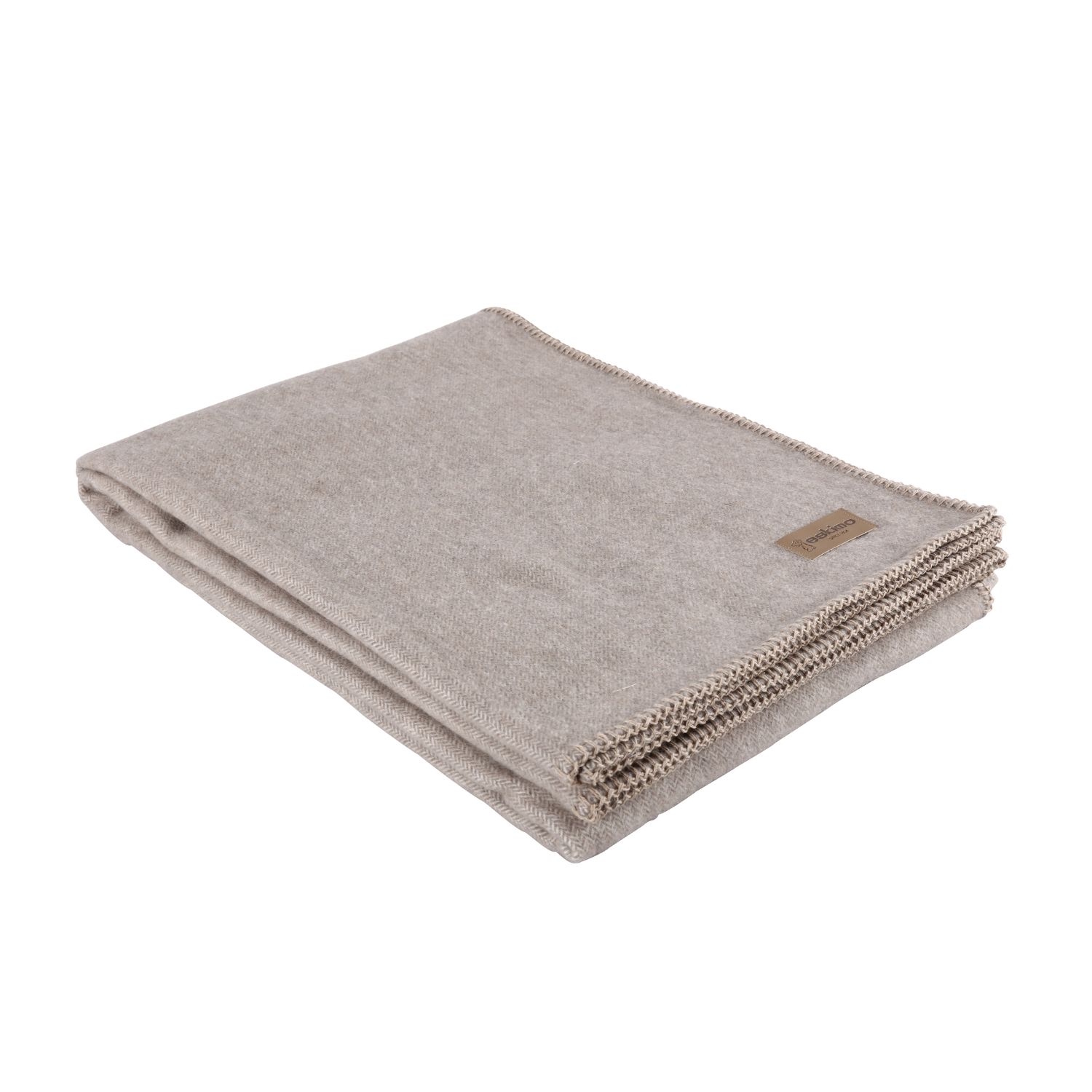 eskimo Decke Generoso beige Wolldecke mit Fischgrät-Muster