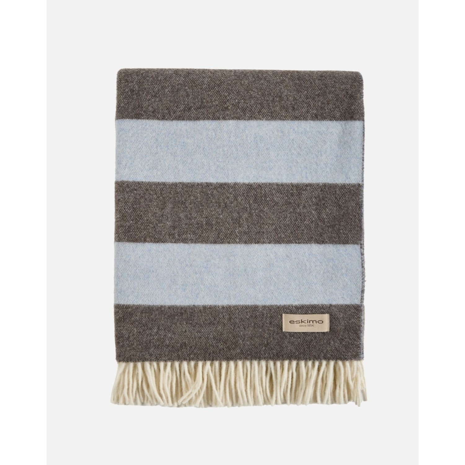 eskimo Decke Stripes Streifen braun ciel Schweizer Merino-Wolldecke zweifarbig