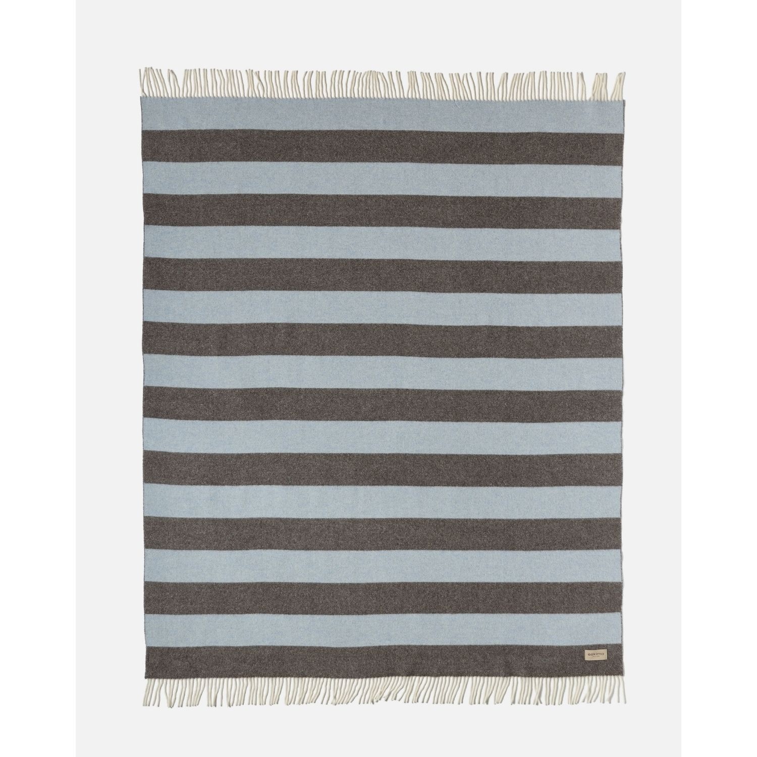 eskimo Decke Stripes Streifen braun ciel Schweizer Merino-Wolldecke zweifarbig