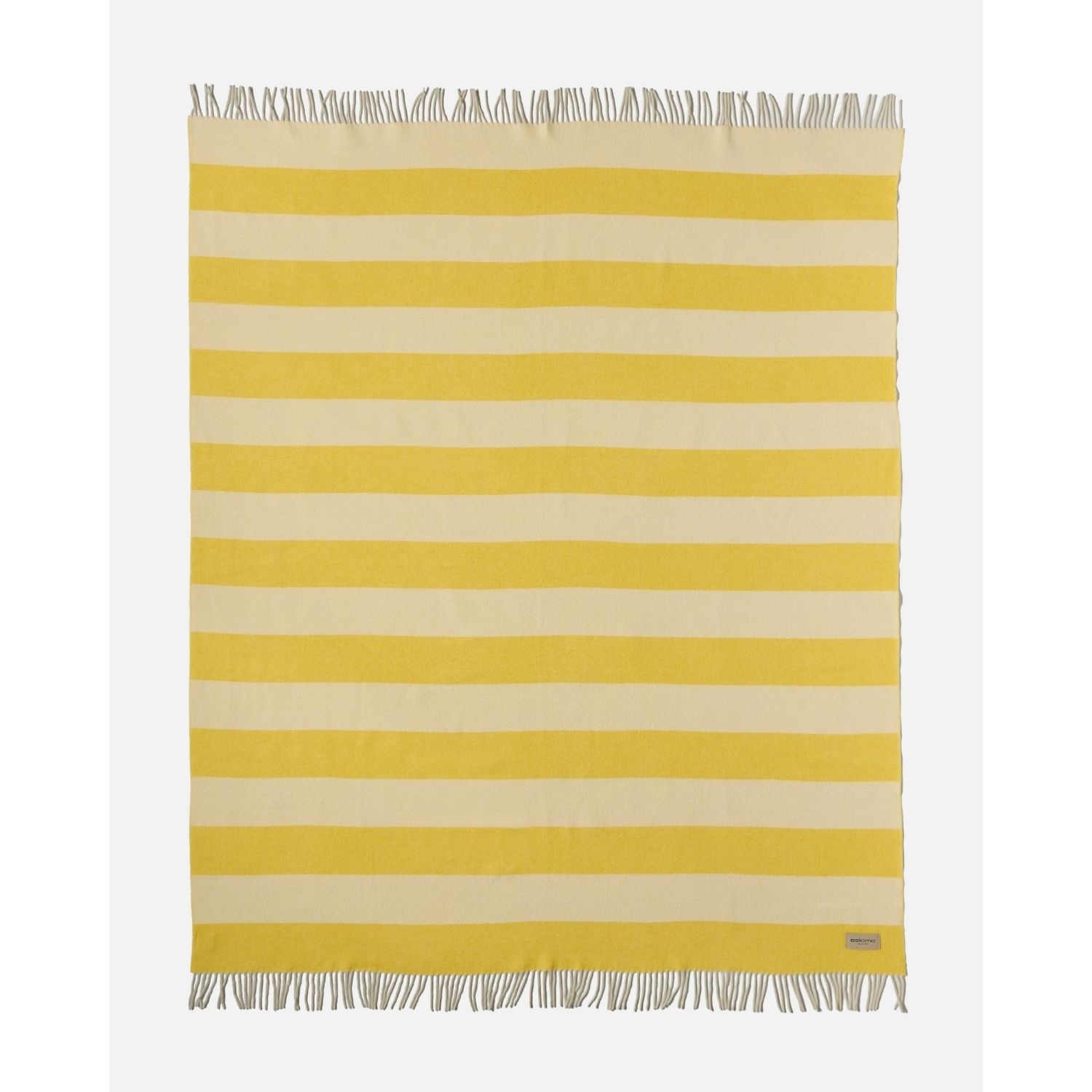 eskimo Decke Stripes Streifen gelb ecru Schweizer Merino-Wolldecke zweifarbig