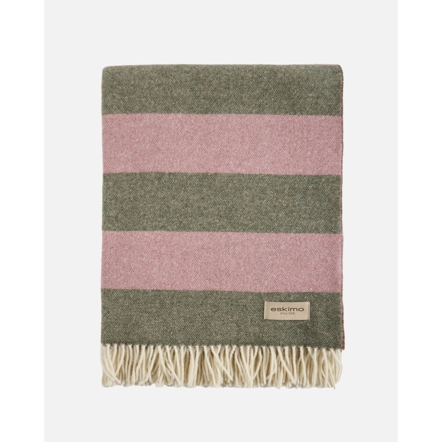 eskimo Decke Stripes Streifen oliv rose Schweizer Merino-Wolldecke zweifarbig