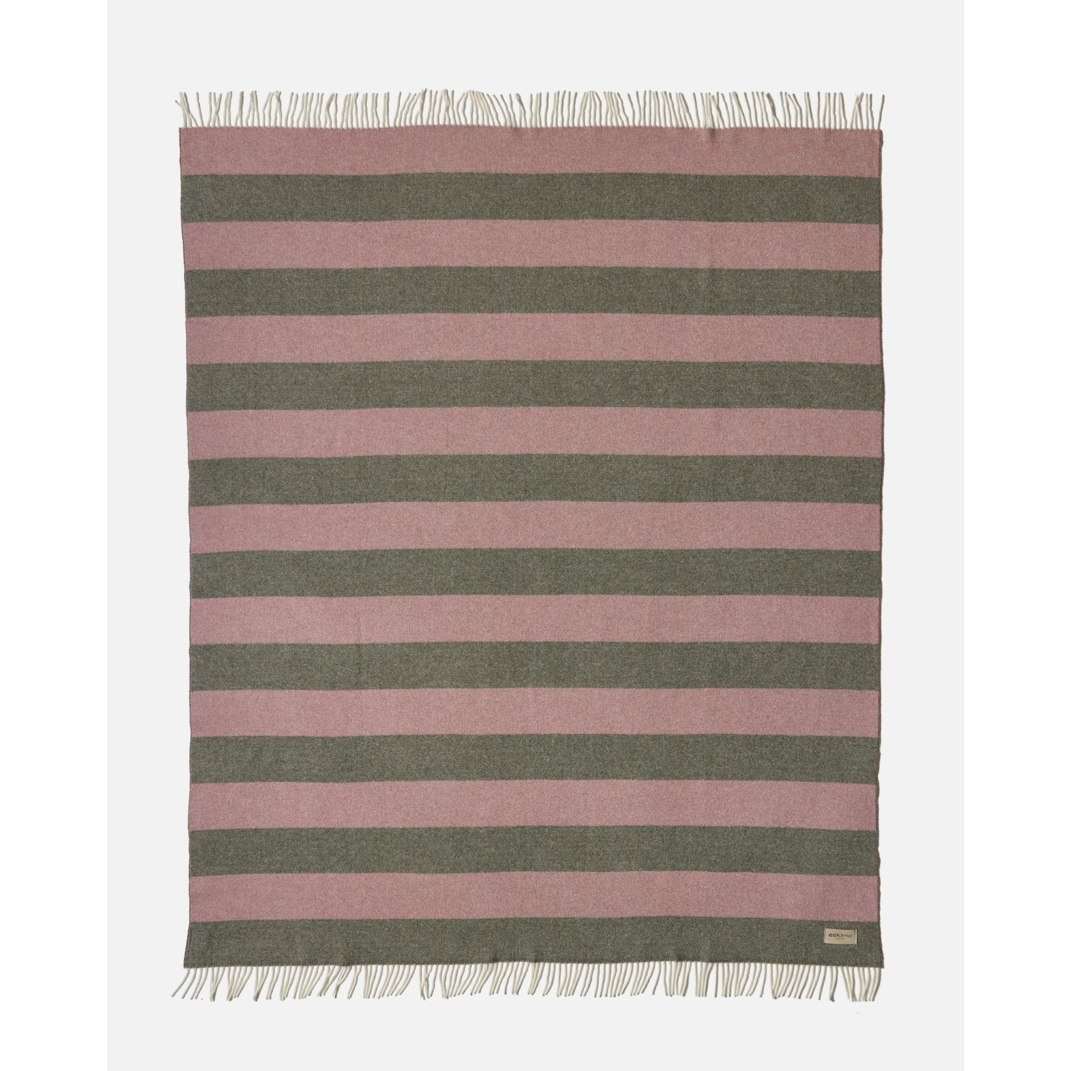 eskimo Decke Stripes Streifen oliv rose Schweizer Merino-Wolldecke zweifarbig