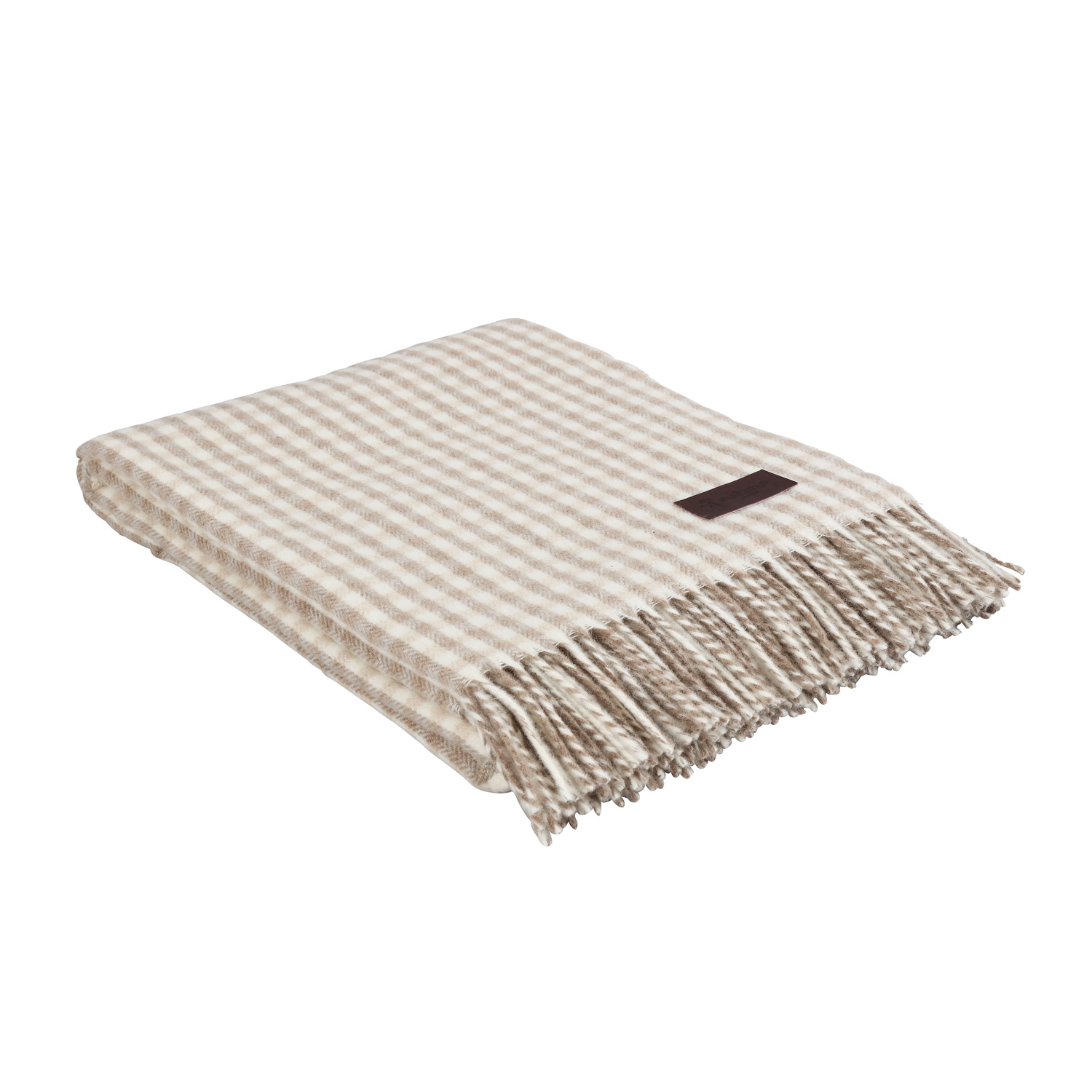 eskimo Plaid Maloja beige Wolldecke pflegeleicht Karo Optik mit Fransen