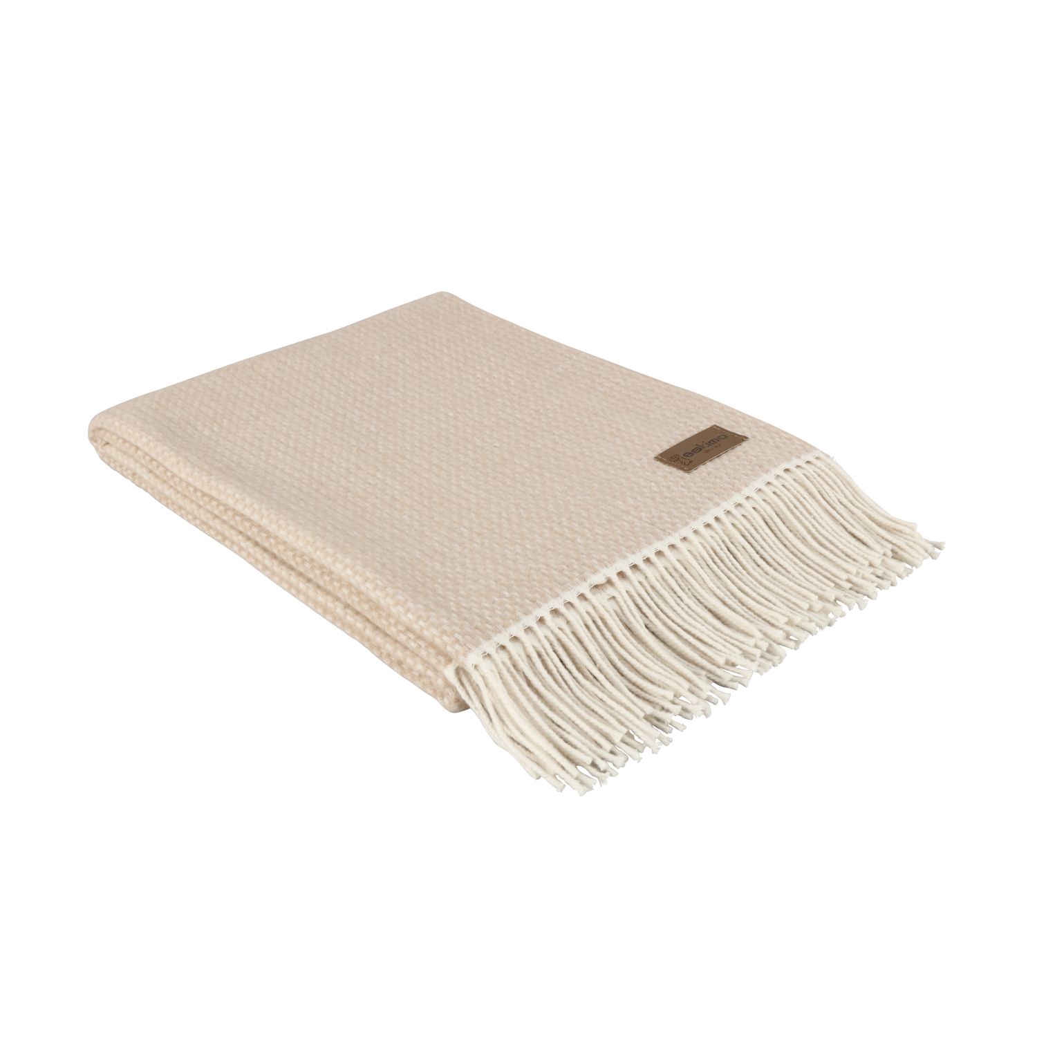 eskimo Wohndecke Biasca uni beige Webstruktur Decke mit gedrehten Fransen