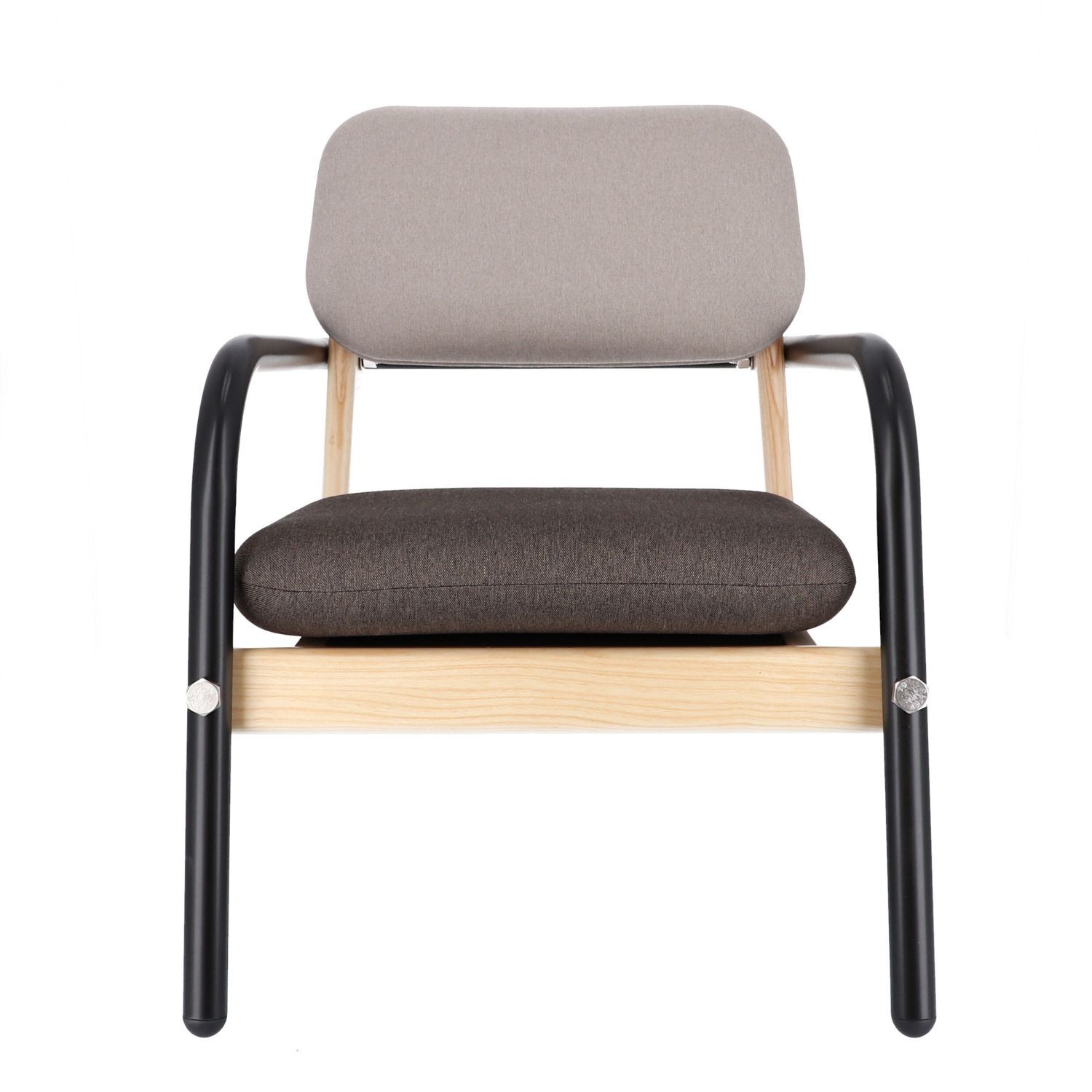 jankurtz BILLY Sessel schwarz braun beige 44 cm Gestell aus Esche und Armlehnen aus Stahl