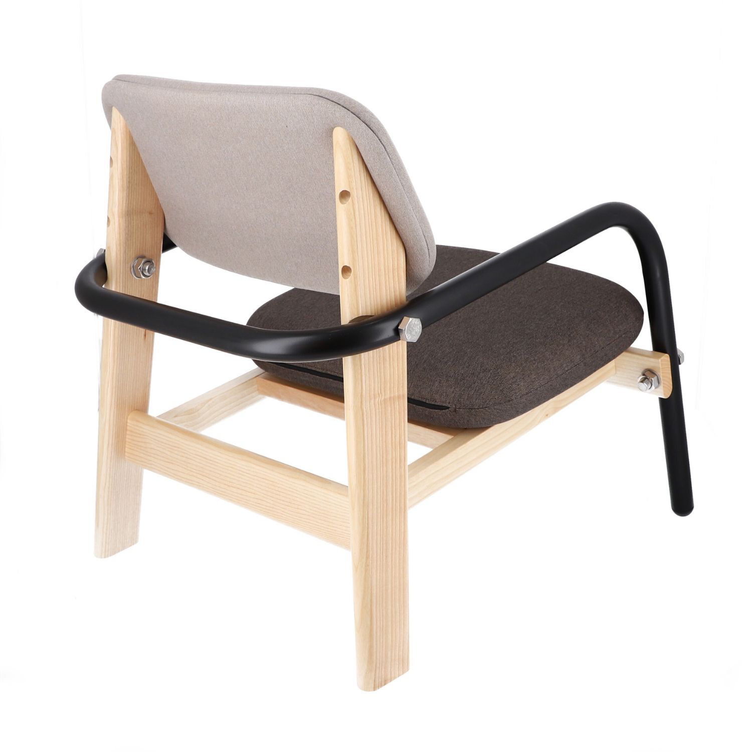 jankurtz BILLY Sessel schwarz braun beige 44 cm Gestell aus Esche und Armlehnen aus Stahl