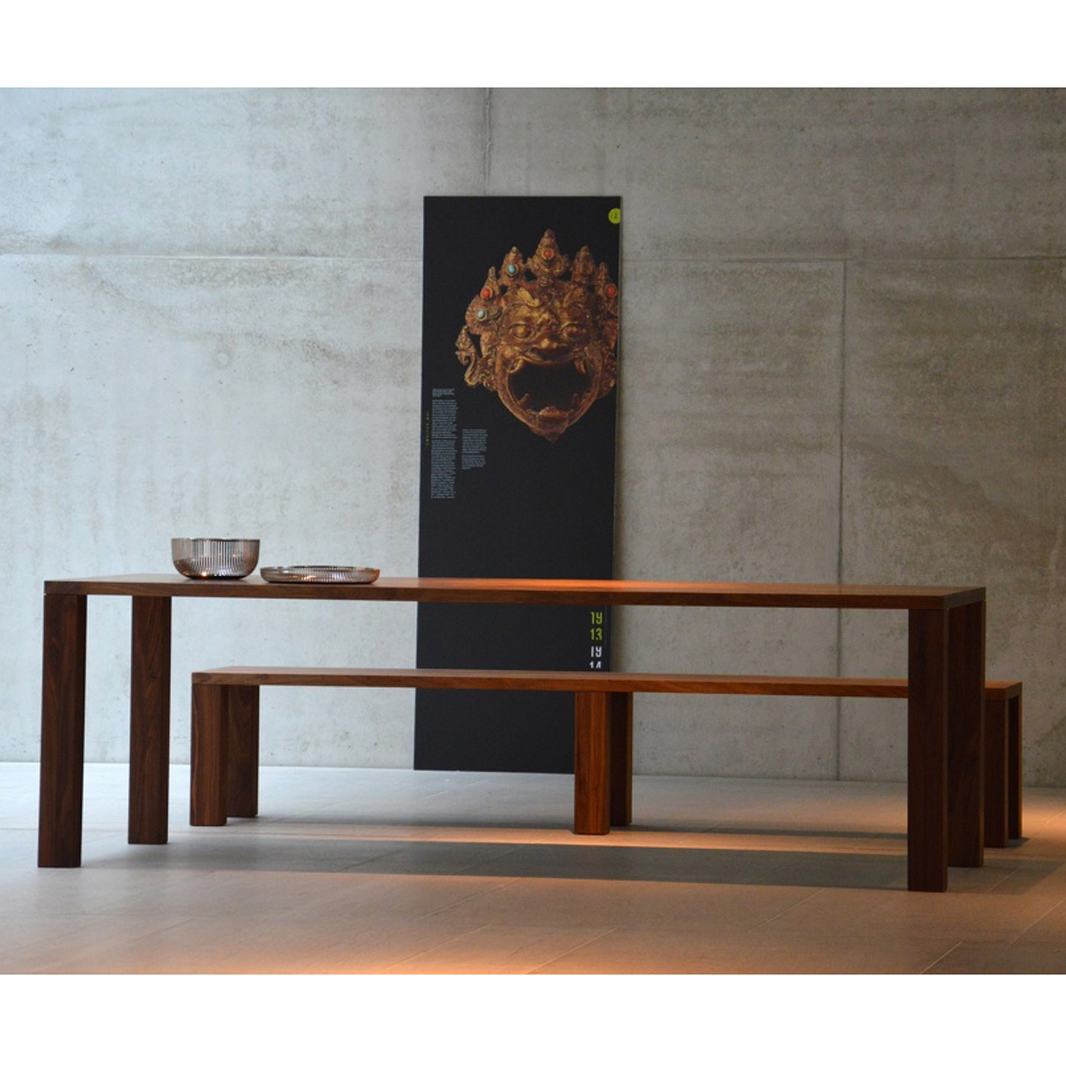 jankurtz Bank LEOS nussbaum 45x200cm Platte Nussbaumfurnier 3,6cm 6 Beine