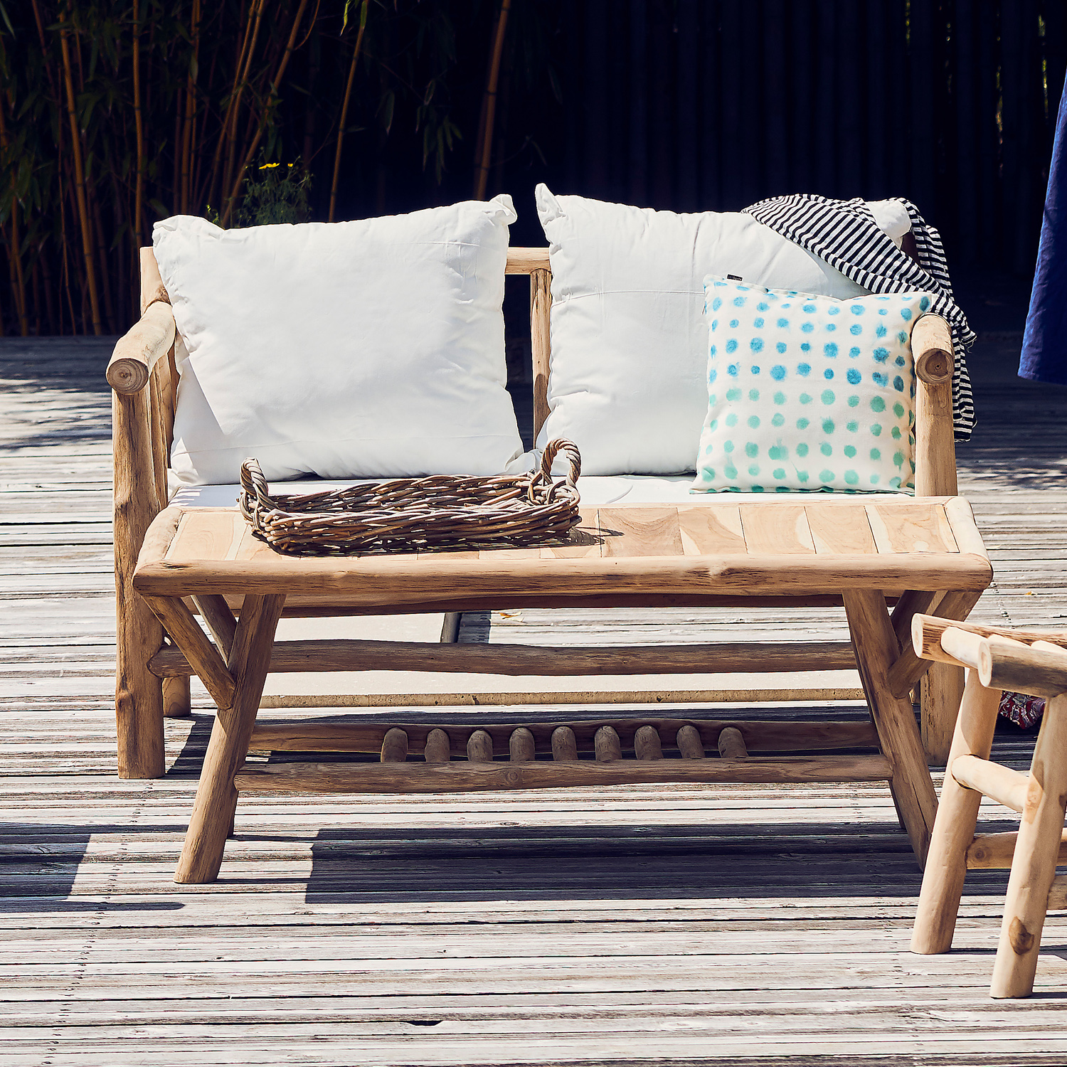 jankurtz Couchtisch FRED Teak massiv natur Holztisch jedes Stück ein Unikat