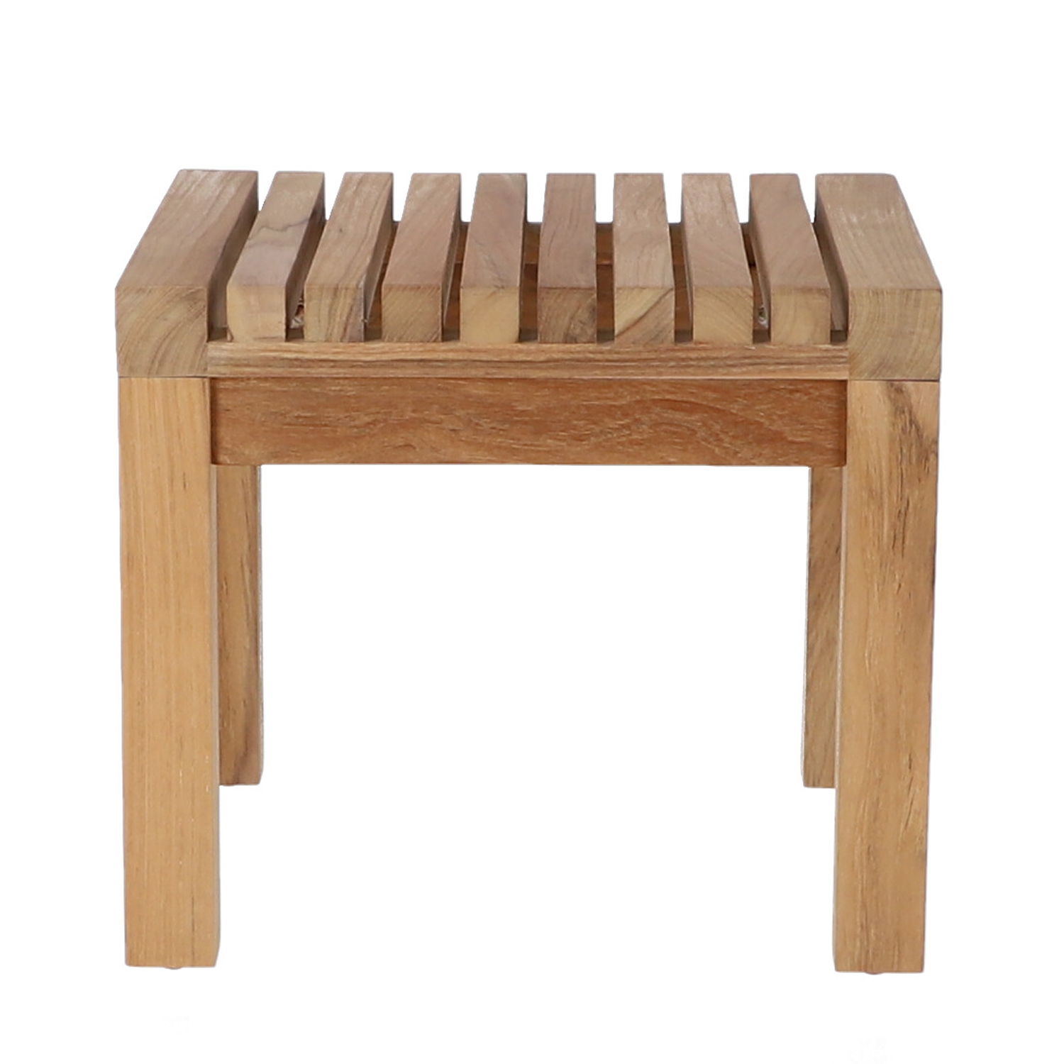 jankurtz Hocker Beistelltisch NICE Teakholz natur Höhe 40cm dekorativer Lamellen Holzhocker