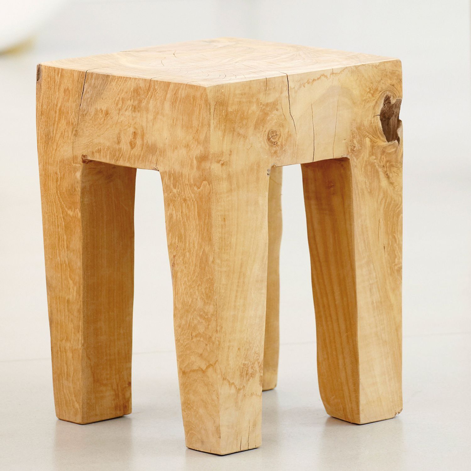 jankurtz Hocker JAVA eckig natur Höhe 40cm Teakholz massiv jedes Stück ein Unikat