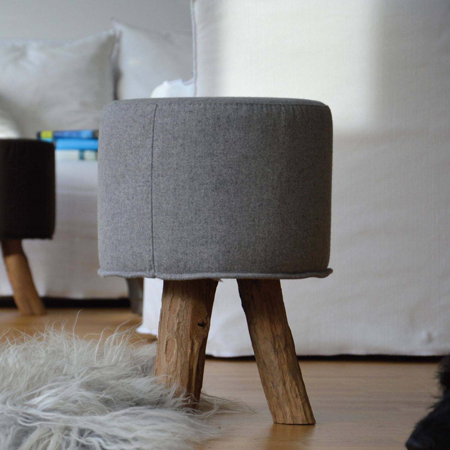 jankurtz Hocker KIOWA Unikat aus recyceltem Teak und Wolle by jankurtz