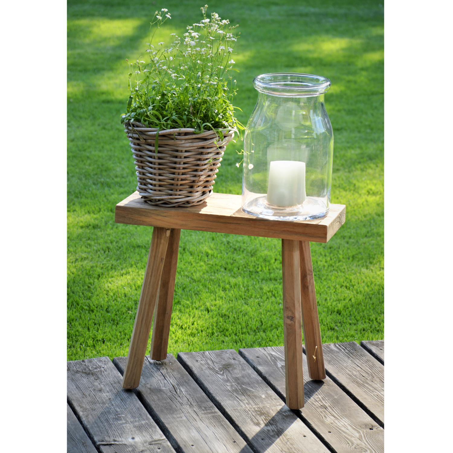 jankurtz Hocker MILO Teakholz natur Höhe 40cm dekorativer Holzhocker