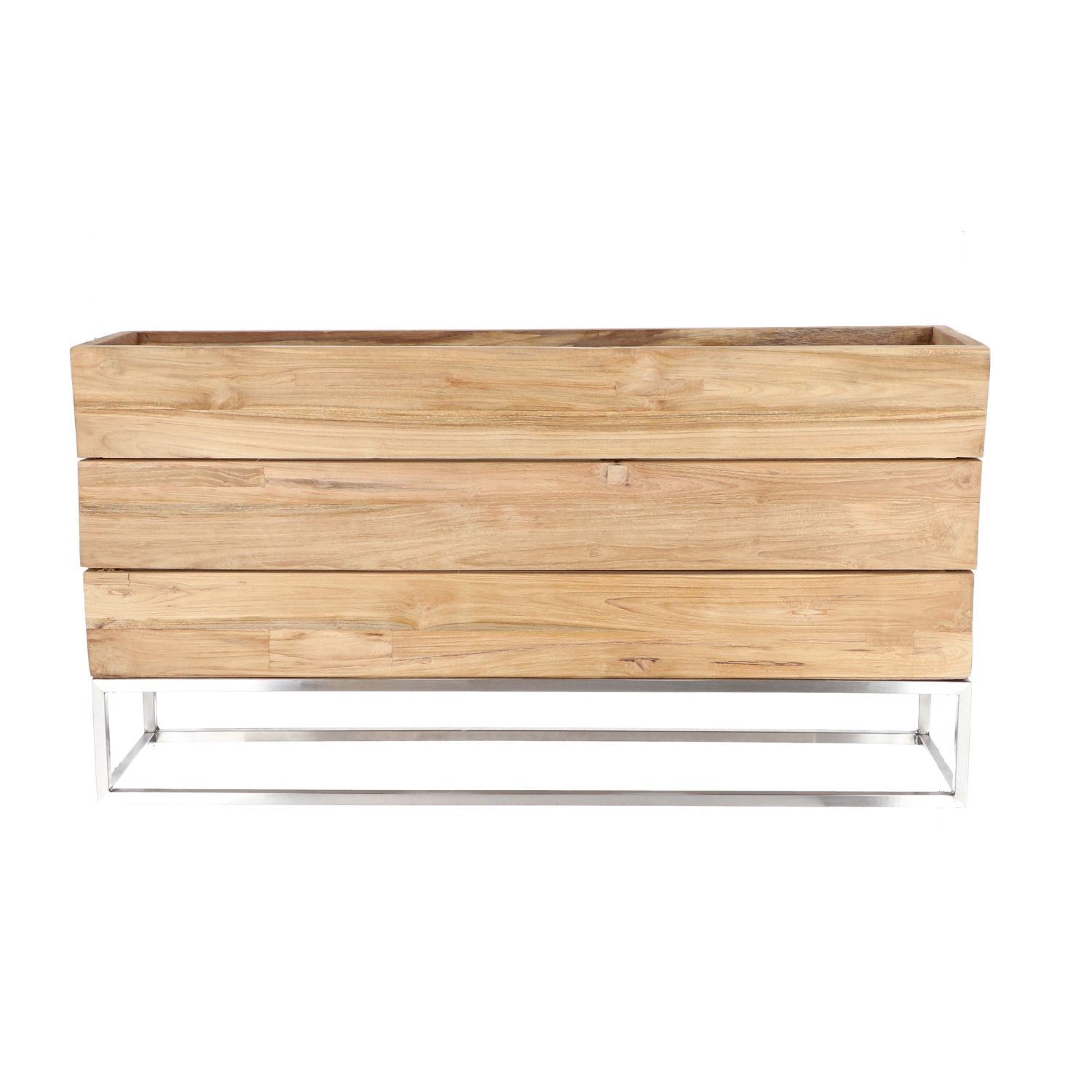 jankurtz MINI GARDEN Pflanzenbehälter 53x100 cm Teakholz und Gestell aus Edelstahl