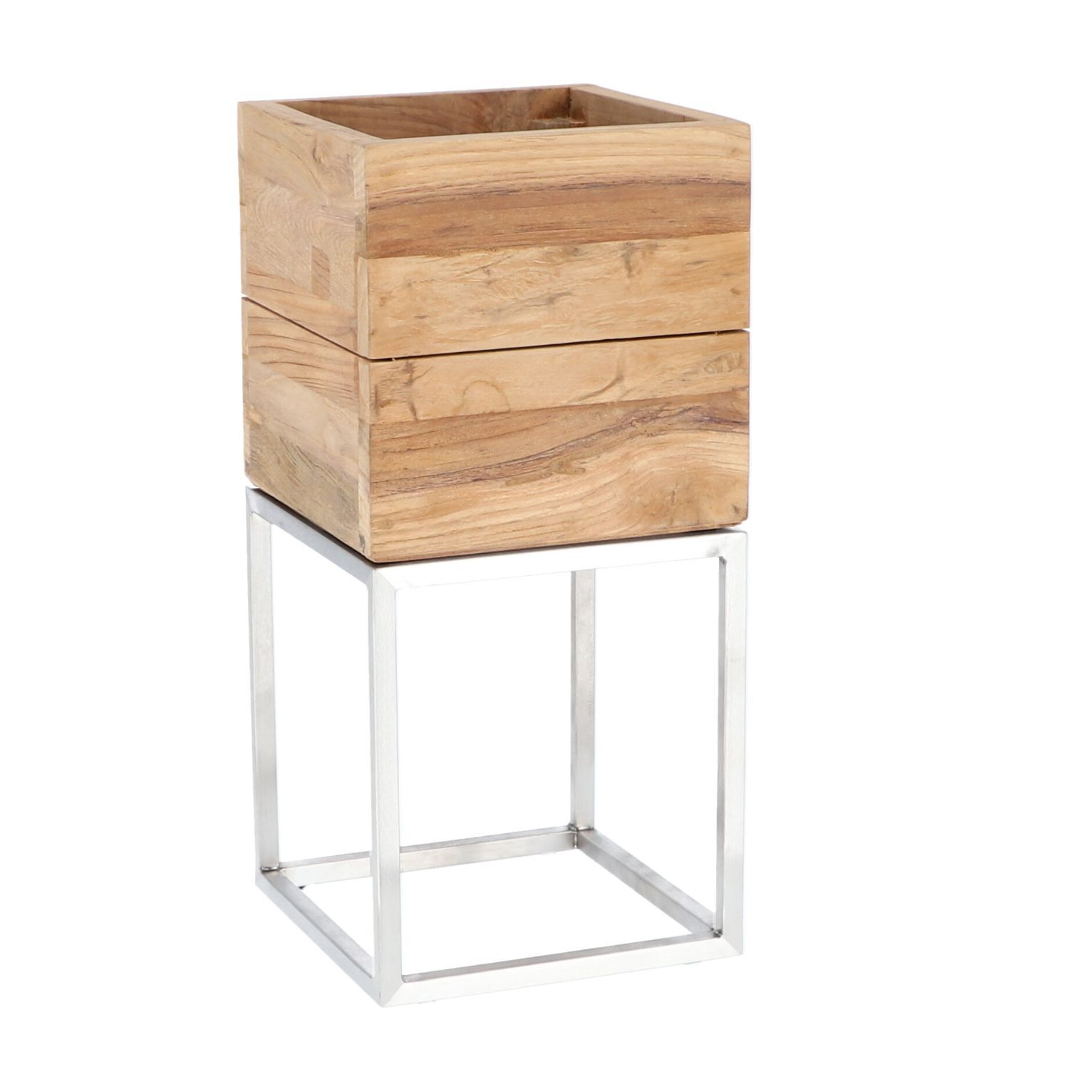 jankurtz MINI GARDEN Pflanzenbehälter 53x25 cm Teakholz und Gestell aus Edelstahl