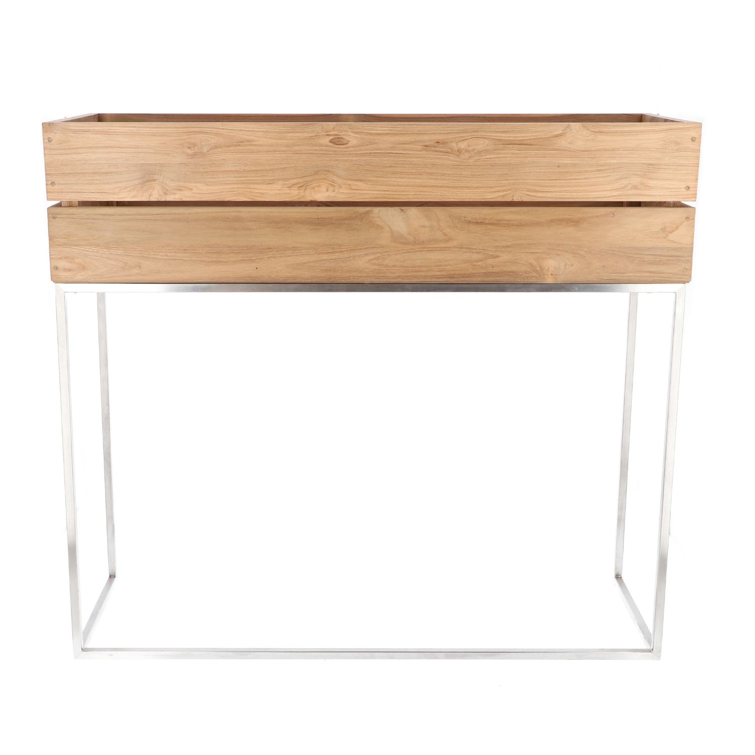 jankurtz MINI GARDEN Pflanzenbehälter 90x100 cm Teakholz und Gestell aus Edelstahl