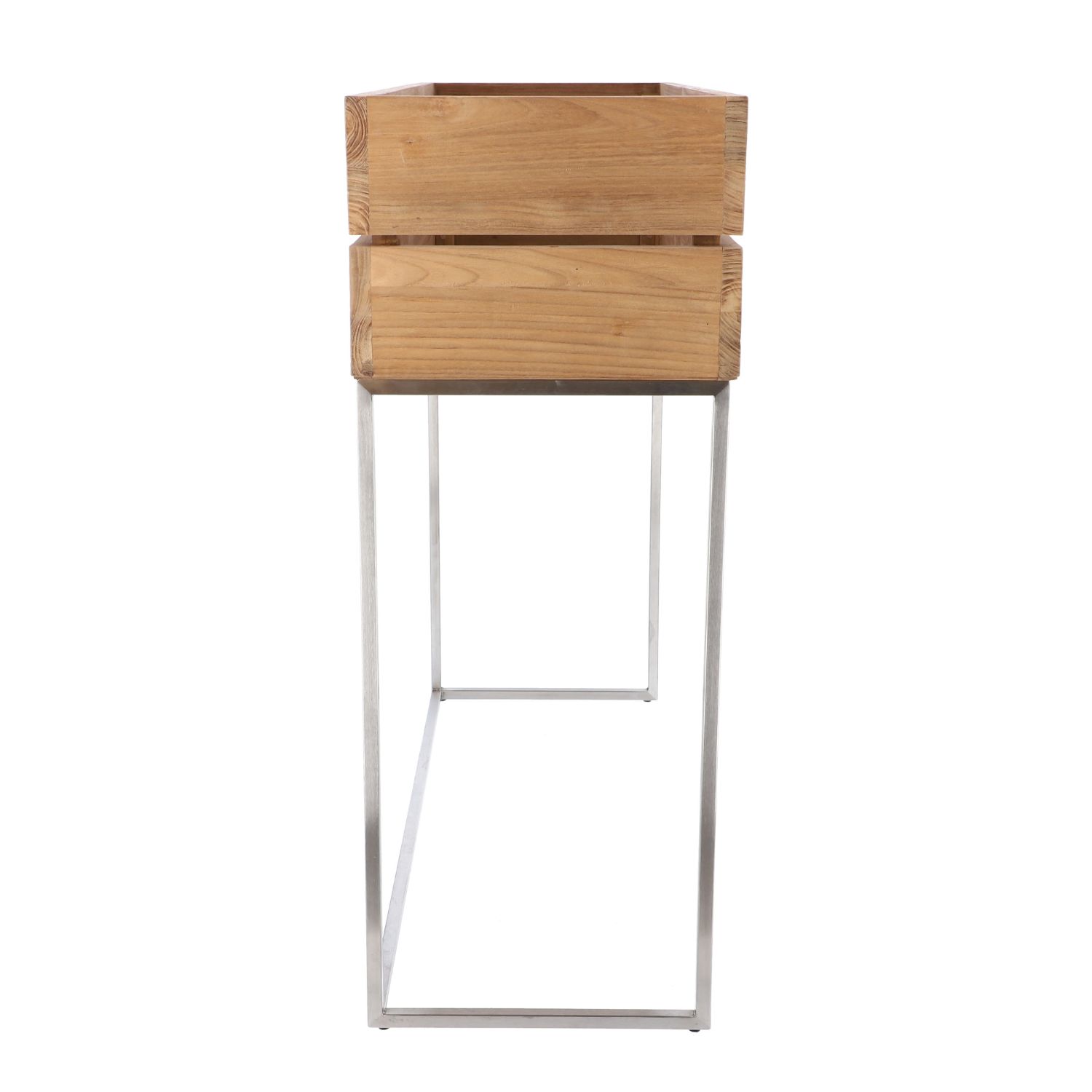 jankurtz MINI GARDEN Pflanzenbehälter 90x100 cm Teakholz und Gestell aus Edelstahl