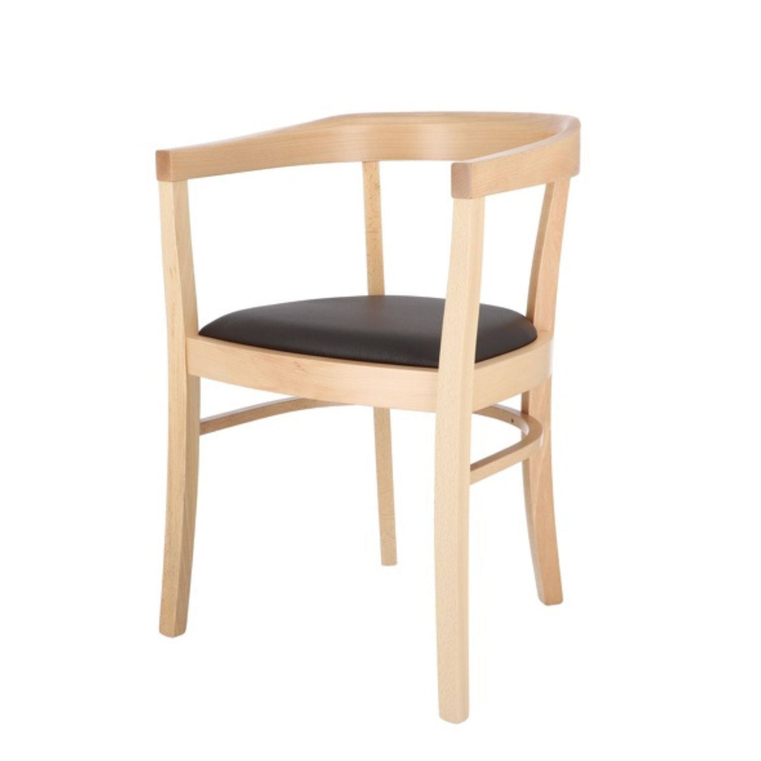 jankurtz Stuhl ARTHUR mit Armlehnen Designstuhl aus Holz mit Sitzfläche aus Leder