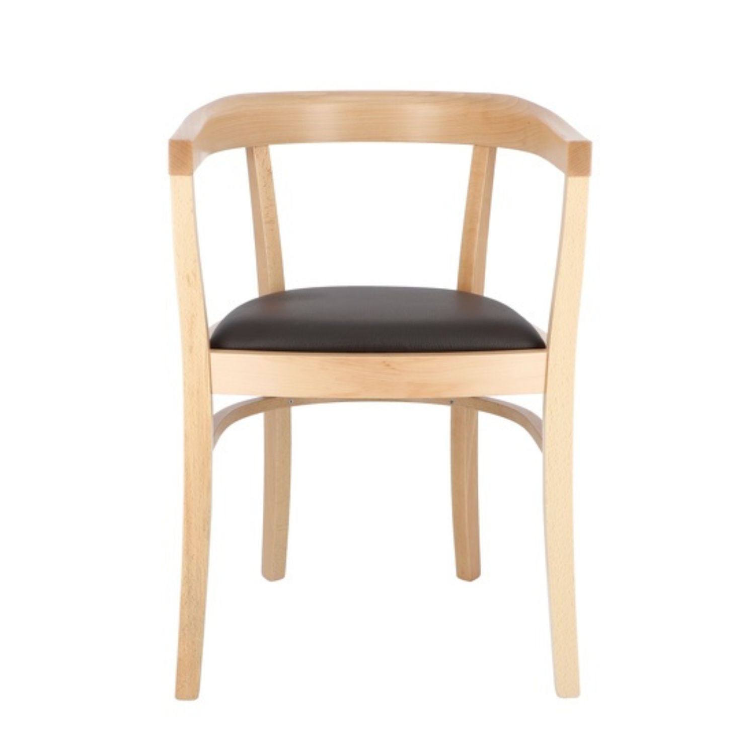 jankurtz Stuhl ARTHUR mit Armlehnen Designstuhl aus Holz mit Sitzfläche aus Leder