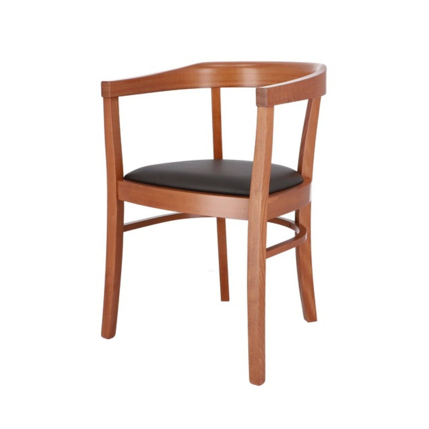 jankurtz Stuhl ARTHUR mit Armlehnen Designstuhl aus Holz mit Sitzfläche aus Leder