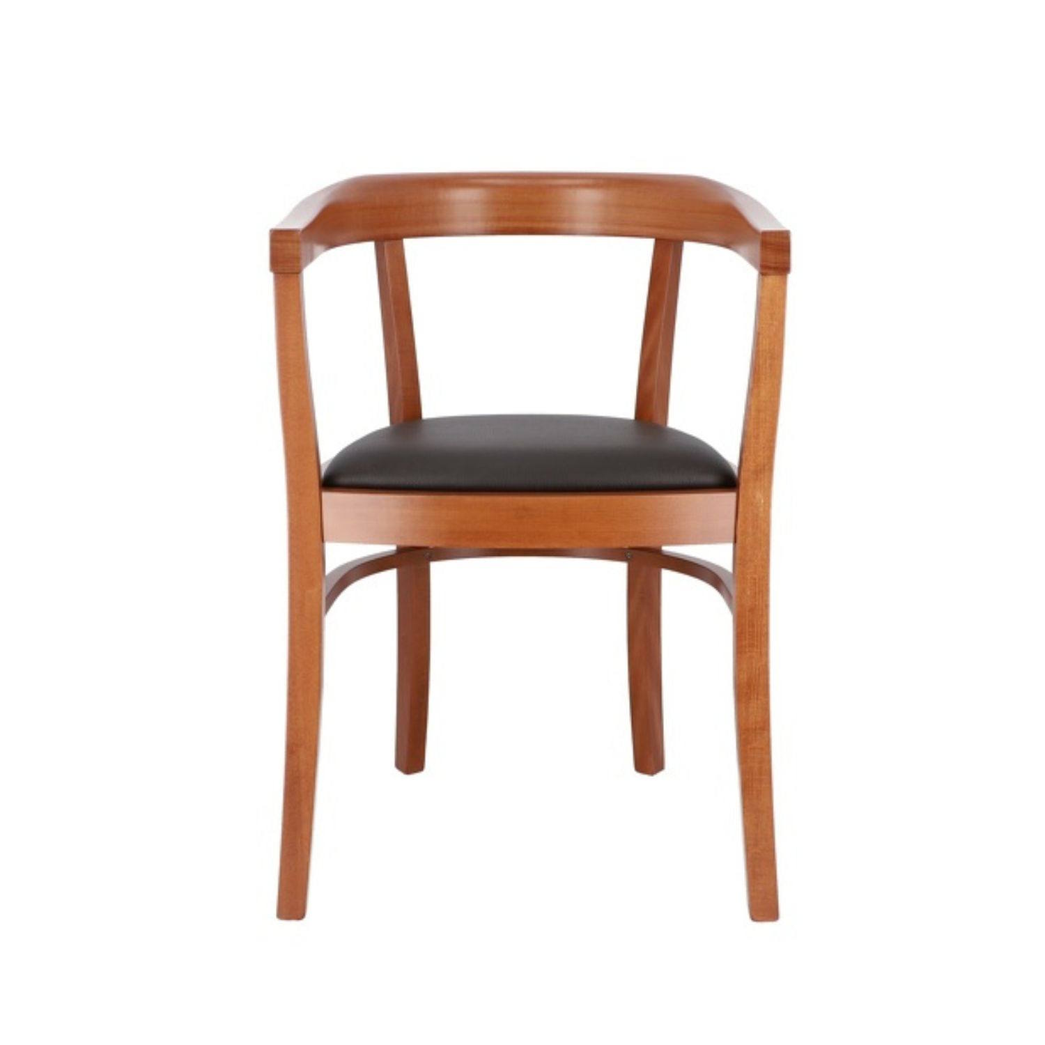 jankurtz Stuhl ARTHUR mit Armlehnen Designstuhl aus Holz mit Sitzfläche aus Leder