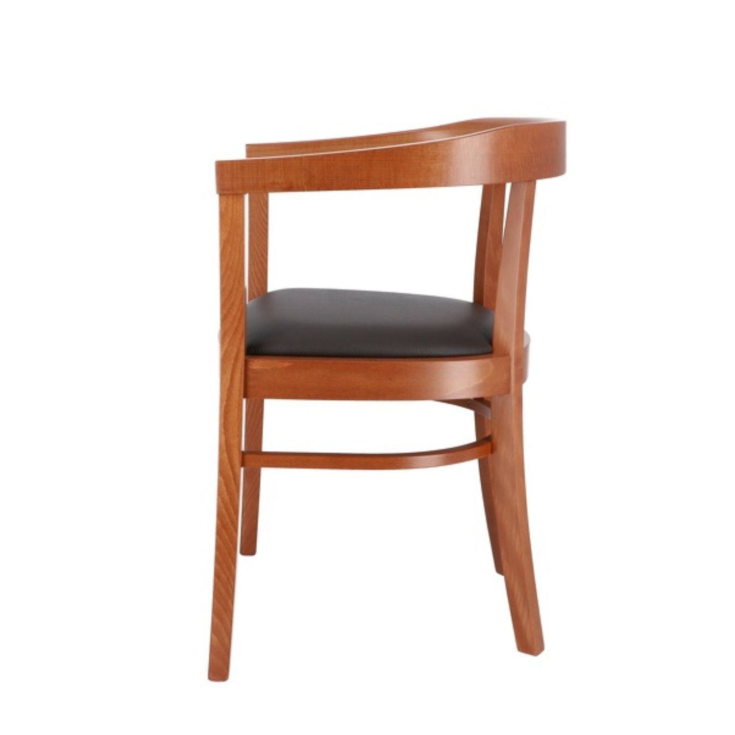 jankurtz Stuhl ARTHUR mit Armlehnen Designstuhl aus Holz mit Sitzfläche aus Leder