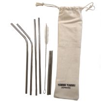 YUMMII YUMMII 6 Trinkhalme Edelstahl mit Reiniger in Tüte