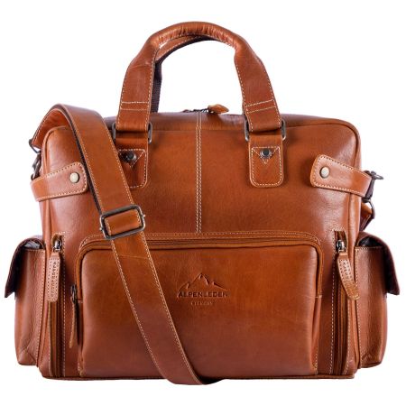 ALPENLEDER Reise und Aktentasche ELBSEE cognac