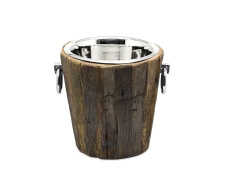 EDZARD Sektkühler Providence Holz vernickelt Höhe 27cm Ø 25cm