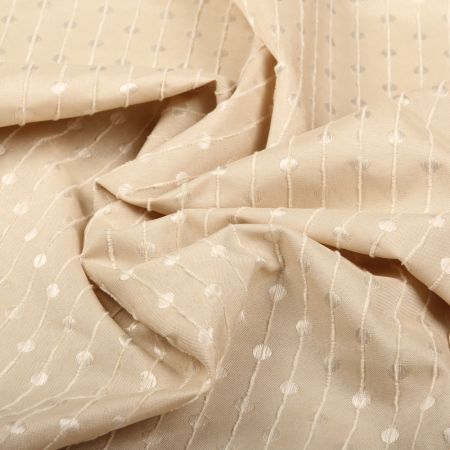 Meckenheim Blickdicht Vorhangstoff Deko Gewebt Punkte mit Streifen sekt natur
