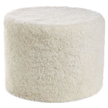 Natures Collection Pouf Echtfell Kurzwolle lockig Ivory