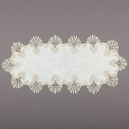 Solesse Tischwäsche Spitzendeckchen 25x53cm oval Julia sekt anis
