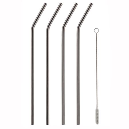 YUMMII YUMMII 4 Trinkhalme Edelstahl mit Reiniger in Tüte