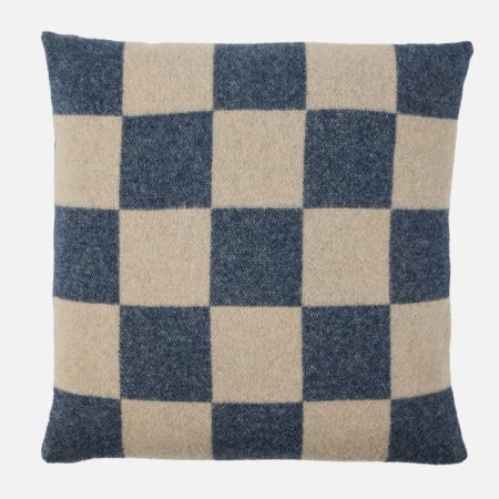 eskimo Kissen Checks Schachbrett marine beige