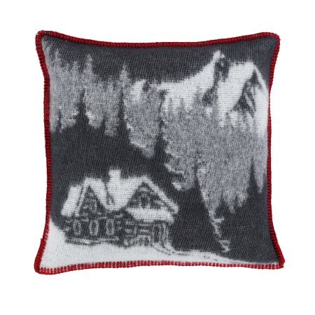 eskimo Kissen Winter Wonderland grau mit Motiv weiß