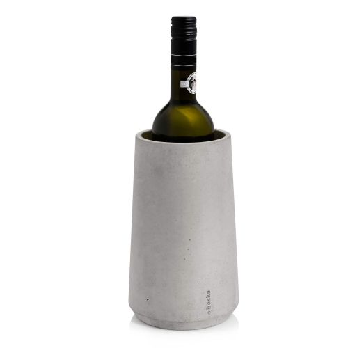BESKE Beton Weinkühler EISKAR 14,5cm rund Flaschenkühler inkl.Korkuntersetzer