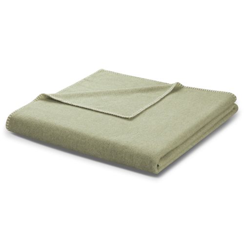 Biederlack Wohndecke 150x200cm grün Decke 100% Wolle mit geketteltem Zierstich