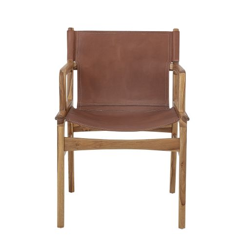 Bloomingville Loungesessel Ollie braun Sessel Teakholz und Rindsleder