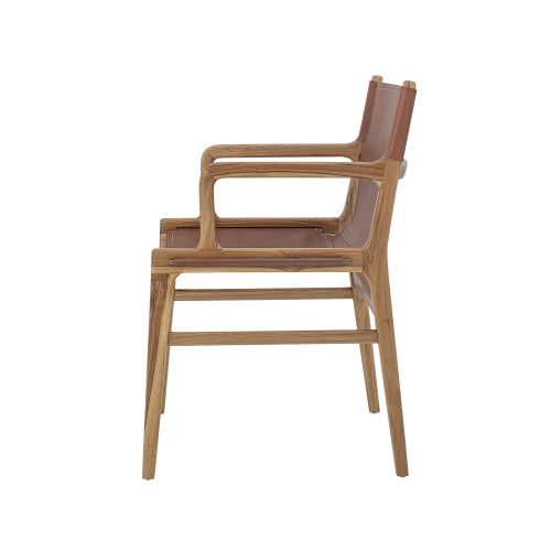 Bloomingville Loungesessel Ollie braun Sessel Teakholz und Rindsleder