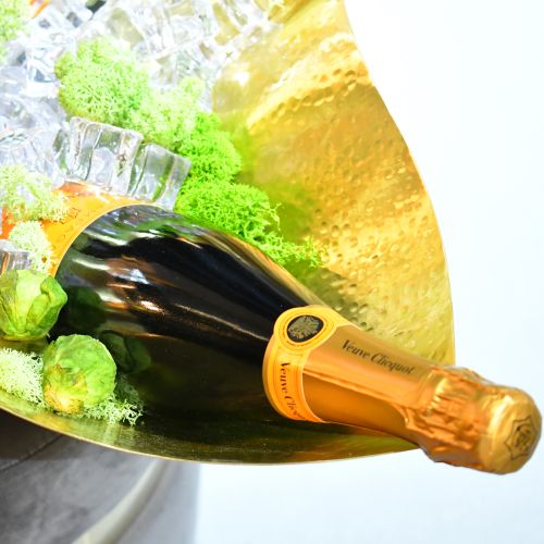 Blue Chilli Design Champagnerkühler SPADE gehämmert gold Kühler für mehrere Flaschen 54cm Handarbeit