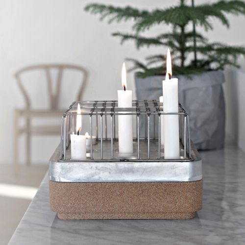 Born in Sweden Geschenkset Stumpastaken groß silber aus Aluminium Gitter silber Korkschale natur