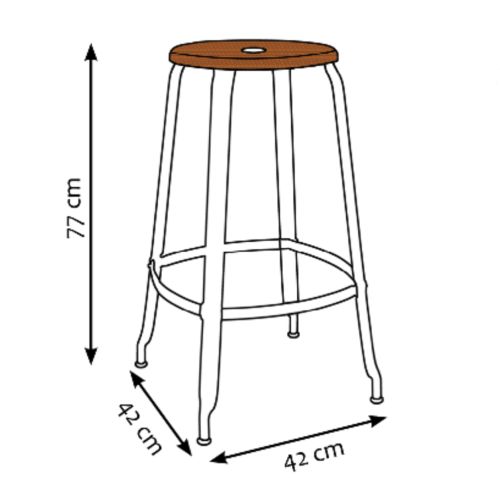 CHAISES Nicolle Barhocker caramel anthrazit Sitzhöhe 77cm Holz caramel und Metall Matte Dark Steel