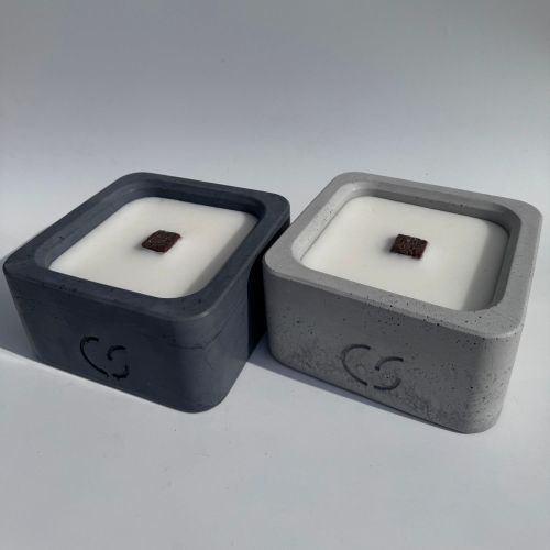 CS-Beton Tischfeuer FLAT dunkelgrau 10 cm eckig In- und Outdoor-Deko mit Betonabdeckung